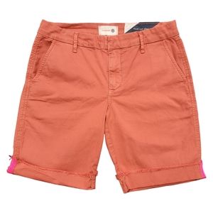Sundry Bermuda Shorts Nutmeg Salmon Coral Raw Hem Taped Sides Shorts 26